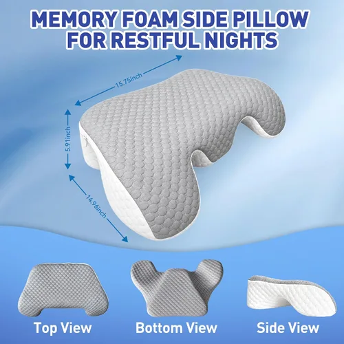 Vista 2 de Almohada para dormir de lado con agujeros para los brazos, almohada de hombro de espuma viscoelástica para personas que duermen de lado, ergonómica