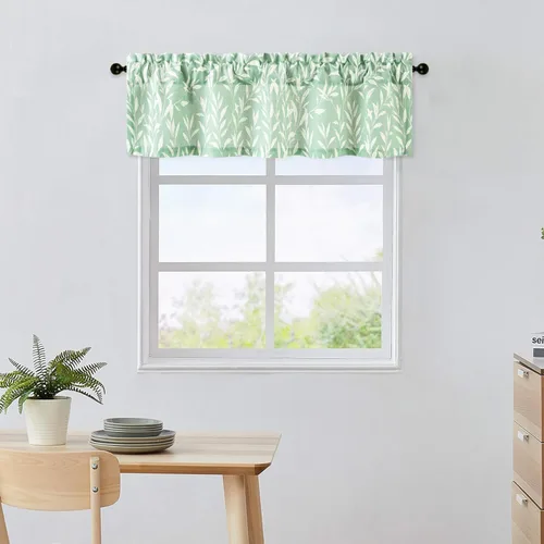 Vista 23 de VOGOL Cortinas de cenefa de jacquard dorado con diseño de flores de lujo para dormitorio, sala de estar, comedor, 52 x 14 pulgadas, 1 panel, negro