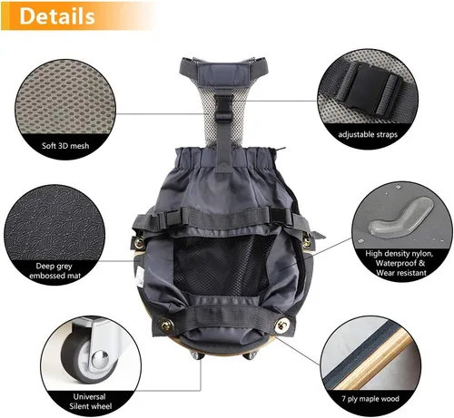 Vista 5 de derYEP Silla de ruedas para mascotas para patas traseras paralizadas para perros que protegen el pecho y las extremidades