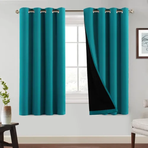 Vista 42 de PrinceDeco Cortinas 100% opacas de 54 pulgadas de largo, completamente opacas, tratamiento de ventanas, cortinas forradas con aislamiento térmico