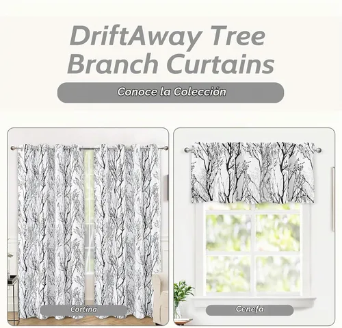 Vista 5 de DriftAway Cortinas opacas con diseño de ramas de árbol, doble capa, 84 pulgadas de largo, para dormitorio, estampado clásico, aislamiento térmico