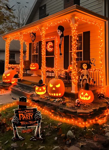 Vista 6 de Brightown - Cadena de luces de Halloween para interiores, funciona con pilas, 2.4 m, 20 LED, luces naranjas en mini racimo de árbol con Varios