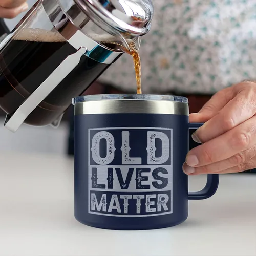 Vista 4 de Vaso de acero inoxidable de 14 onzas con tapa para ancianos y ancianos, regalo de broma para hombres mayores, regalos para hombres mayores