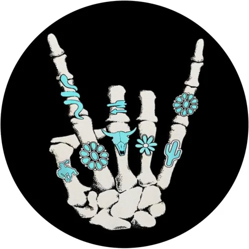 Vista 3 de Western Rock On Skeleton American Rodeo Cowboy Regalos divertidos PopSockets Estándar PopGrip