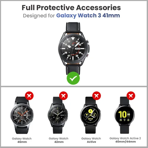 Vista 2 de Goton 3 en 1 Accesorios para Samsung Galaxy Watch 3 de 41 mm, 1 Carcasa de Armadura de TPU Resistente + 2 Películas Protectoras de Pantalla