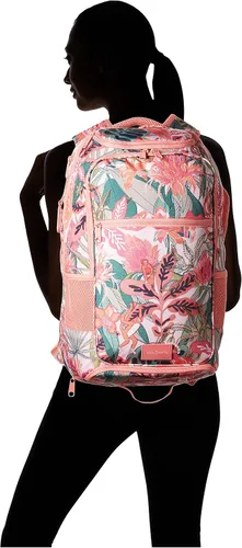 Vista 7 de Vera Bradley Mochila reciclada Lighten Up Reactive Journey para mujer, Toldo de bosque lluvioso coral