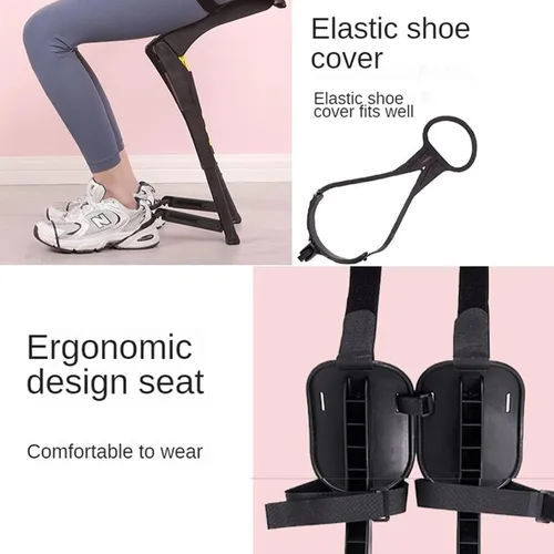 Vista 6 de Silla invisible ajustable sin silla, silla invisible, asiento de exoesqueleto portátil, taburete plegable para acampar en cualquier lugar, soporta