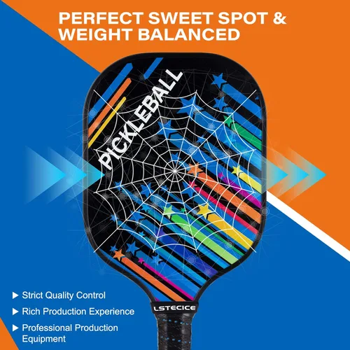 Vista 3 de Pickleball Paddles Set of 4, Fiberglass Pickleball Paddles with Honeycomb Core, Lightweight Pickleball Set with Balls & Bag for Men, Women &