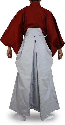 Vista 2 de Edoten Uniforme japonés Samurai Hakama Ropa tradicional japonesa Kimono RD×GY S, Hkmrdgy2