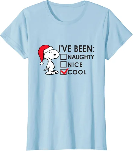 Vista 27 de Peanuts - Camiseta de Navidad fresca de Snoopy, Azul Blanco