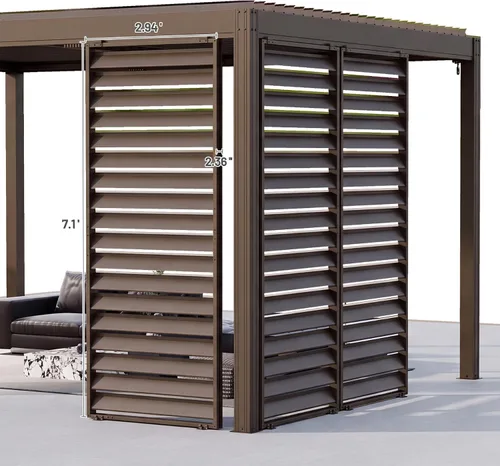 Vista 2 de Domi Pergola Screen All Aluminum, sombra de privacidad, 1 paquete, marrón
