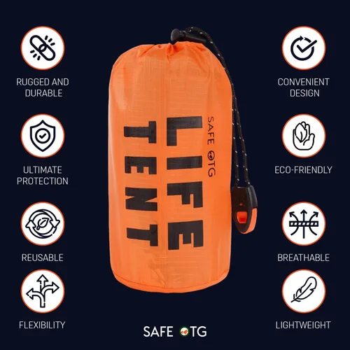 Vista 4 de Emergency Survival Tent Life Shelter 2 Person Mylar Tube Tents Tarp with Whistle & Paracord Year-Round All Weather Protection for Car Outdoor Hiking