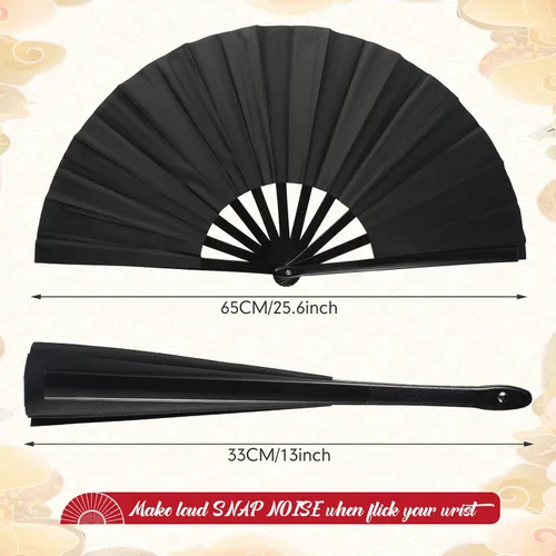 Vista 2 de 15 abanicos de mano plegables grandes para baile de línea, aplaudiendo, fanáticos rave, a granel para hombres y mujeres, bailando, chino, japonés