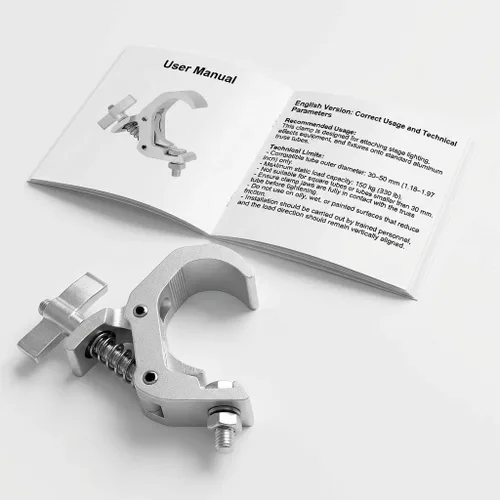 Vista 2 de QWORK Abrazadera de aluminio para luz de escenario, paquete de 10, ajuste de 1.18 a 1.97 pulgadas, carga de 330 libras para cabina de DJ, plataforma