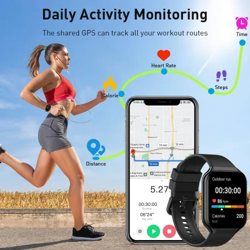 Vista 6 de Reloj inteligente (respuesta/hacer llamadas), reloj inteligente HD de 1.96 pulgadas para hombres y mujeres, reloj de fitness 2026 con más de 110