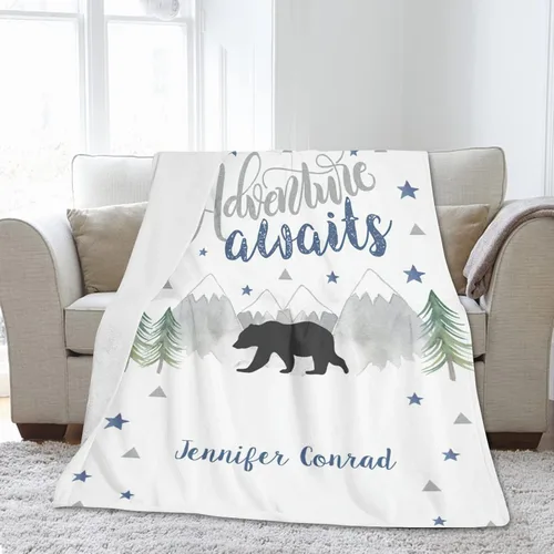 Vista 4 de Manta de bebé personalizada con nombre, manta de bebé personalizada para niños y niñas, manta personalizada de regalo para bebé niño recién nacido
