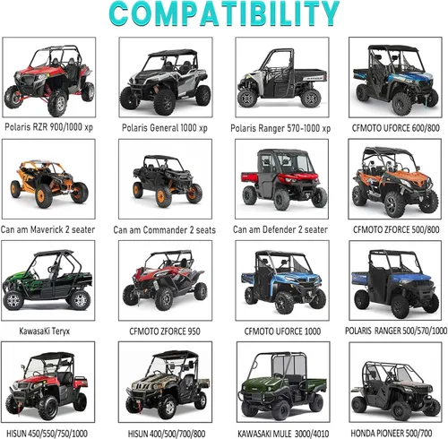 Vista 7 de QYMOTO Fundas universales UTV de 2 a 3 plazas, lado a lado, cubierta UTV resistente al viento, impermeable, protección al aire libre para Polaris