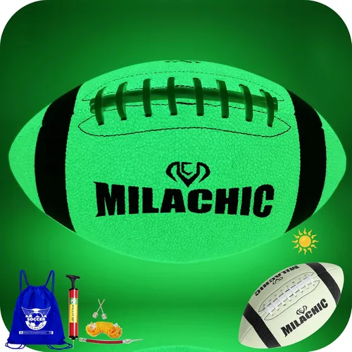 Vista 8 de Balón de fútbol que brilla en la oscuridad Tamaño 9 y Tamaño 6 para jóvenes, balones de fútbol luminosos y brillantes con súper agarre, de piel