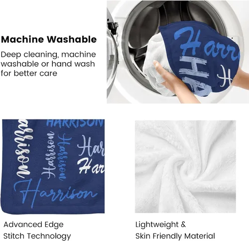 Vista 6 de Dr.TOUGH Mantas personalizadas para niños y adultos, mantas personalizadas con nombre para niños y niñas, manta personalizada con nombre