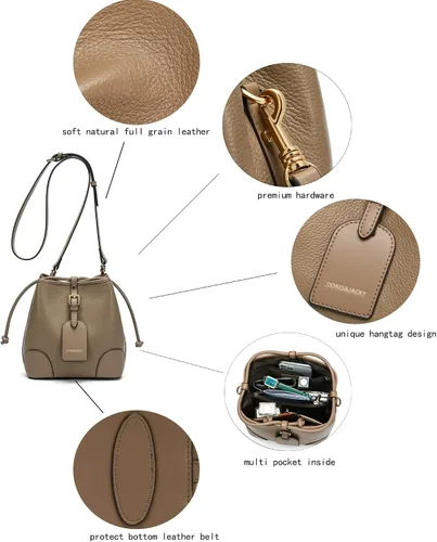 Vista 3 de Bolso de hombro pequeño de cuero con cordón para mujer de 2 vías