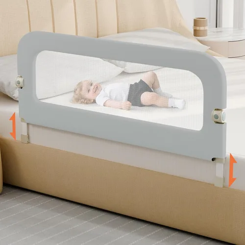Vista 12 de omzer Riel de protección de cama para niños pequeños - Barandilla de seguridad para bebé de 32 pulgadas, plegable y con alturas ajustables