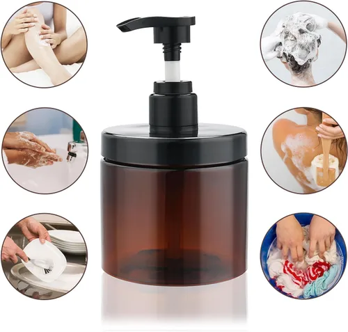 Vista 7 de Dispensador de Bomba de Cosywell 2 Paquetes 16.9oz/500ml Dispensador de Champú y Acondicionador Boca Ancha Dispensador de Jabón de Manos Recargable