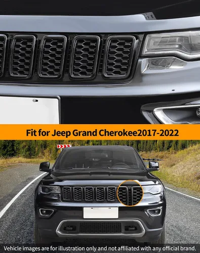 Vista 7 de Hoolcar Insertos de malla para parrilla delantera compatibles con Jeep Grand Cherokee 2017-2020, insertos de rejilla de clip, accesorios exteriores