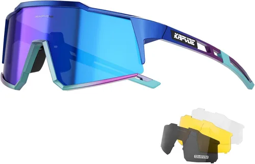 Vista 9 de KAPVOE Gafas polarizadas con 1 lente o 4 lentes de protección UV para mujeres y hombres, gafas de sol para ciclismo, marco TR90, para deportes