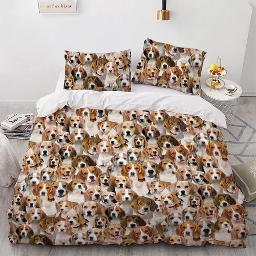 Vista 12 de Airedale Terrier - Juego de funda de edredón con estampado de cara de perro, juego de ropa de cama de 3 piezas, juego de funda de edredón suave