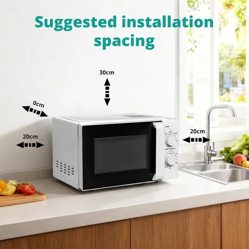 Vista 7 de SMETA 20L Microwave, Microwave, No Grill, Coating, 700W Power, 5 Levels, 35 Minute Timer, Time Defrost Mode, White Finish