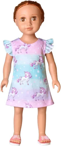 Vista 5 de Camisón de unicornio a juego para niñas y muñecas de 18 pulgadas