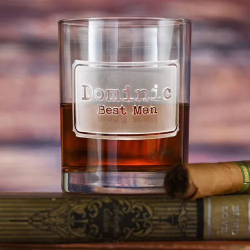 Vista 2 de Padrinos de boda, grabado doble vidrio antiguo, whisky, whisky, whisky, bourbon juego de 8
