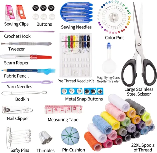 Vista 2 de TALERLUV Kit de costura de aguja e hilo para adultos, juego básico de costura a mano para principiantes, viajes, pequeños arreglos y reparaciones