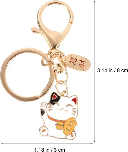 Vista 2 de Didiseaon 2 llaveros japoneses de gato para el hogar, accesorios para el hogar, llavero de gato de la fortuna, llavero de gato de la fortuna, adorno