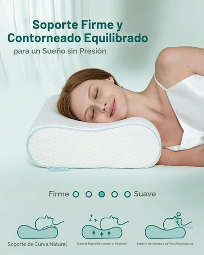 Vista 4 de Releep Almohada cervical de espuma viscoelástica para aliviar el dolor, contorno ajustable (4 alturas), portátil y lavable, almohada de viaje