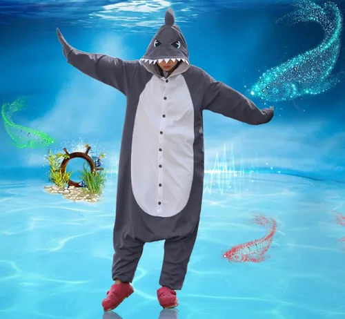 Vista 4 de WOTOGOLD pijamas disfraz en forma de tiburón para adulto, ideal para Cosplay