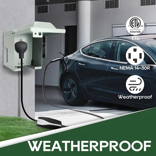 Vista 2 de Caja de toma de corriente de 30 amperios, receptáculo NEMA 14-30R de 125/250 voltios Weatherproof Outdoor Electrical Panel, ETL Listed for
