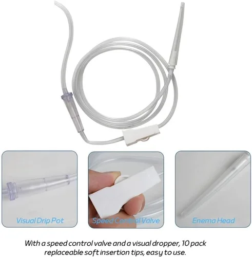 Vista 5 de Bolsa de enema para limpieza de colon 40.6 fl oz hogar reutilizable colon enema bolsa kit de limpieza portátil