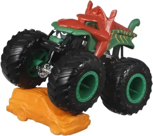 Vista 2 de Hot Wheels Monster Trucks Gato de batalla, coche re-triturable