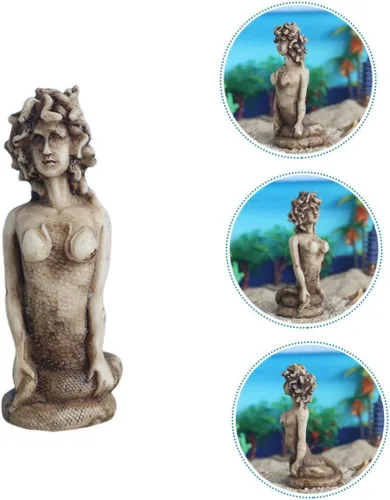 Vista 4 de Medusa - Figura de serpiente escultura de mitología griega de resina, decoración decorativa para el hogar para coleccionistas, estatua de escritorio