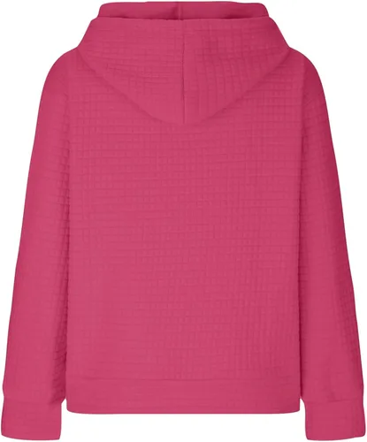 Vista 4 de Ceboyel Sudaderas con capucha de punto gofre para mujer, sudaderas con cordón de ajuste, suéteres casuales de moda, cómodos trajes de otoño