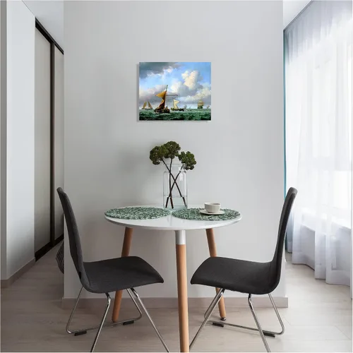 Vista 2 de A&T ARTWORK A Brisk Breeze por Willem van de velde Reproducciones de pintura de velero, impresiones en lienzo giclée para decoración del hogar, 20 x