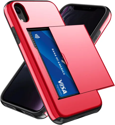 Vista 94 de Qinmay Funda compatible con iPhone 7 Plus/8 Plus con tarjetero, doble capa a prueba de golpes, funda protectora resistente con ranura oculta Negro