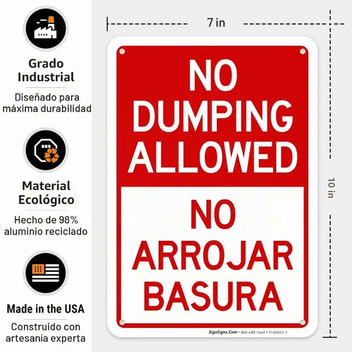 Vista 3 de No se permite el dumping No Arrojar Basura Bilingüe Sign