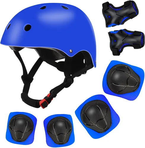 Vista 10 de Casco de bicicleta ajustable con gradiente de color para niños con set de rodilleras y coderas Equipo de seguridad multideporte para niños y niñas