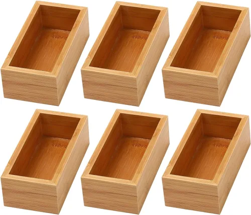Vista 9 de YBM Home Caja de almacenamiento organizadora de cajones de cocina hecha de bambú, 3x3x2 pulgadas 320