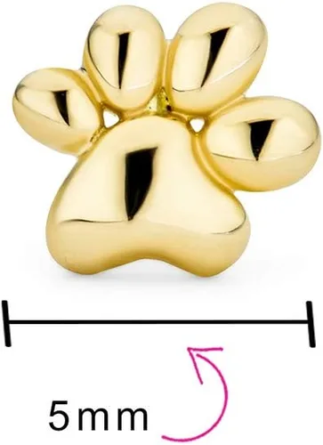 Vista 4 de Tiny Mini BFF Animal Lover Pet Cat Puppy Paw Print Stud Earrings Cartilage Ear Lobe For Women Teen Real 10K-14K Yellow Gold Screw back