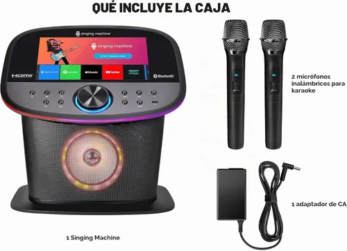 Vista 9 de Singing Machine Platinum Plus - Sistema de karaoke todo en uno con 2 micrófonos inalámbricos, Bluetooth/WiFi, altavoz de sonido portátil premium