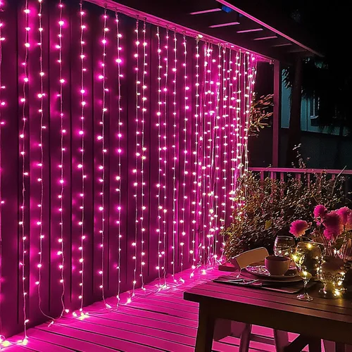 Vista 6 de Dazzle Bright 300 luces LED para cortina, luces de hadas del Día de San Valentín para dormitorio con 8 modos de iluminación, luces de ventana