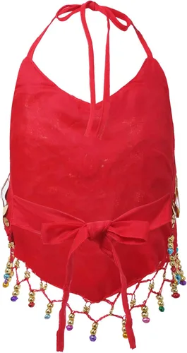 Vista 2 de Disfraz de baile del vientre para niñas, con lentejuelas, con borla, halter, vendaje, para escenario